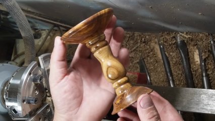 Вазочка вяз. Столярные хитрости при точении.